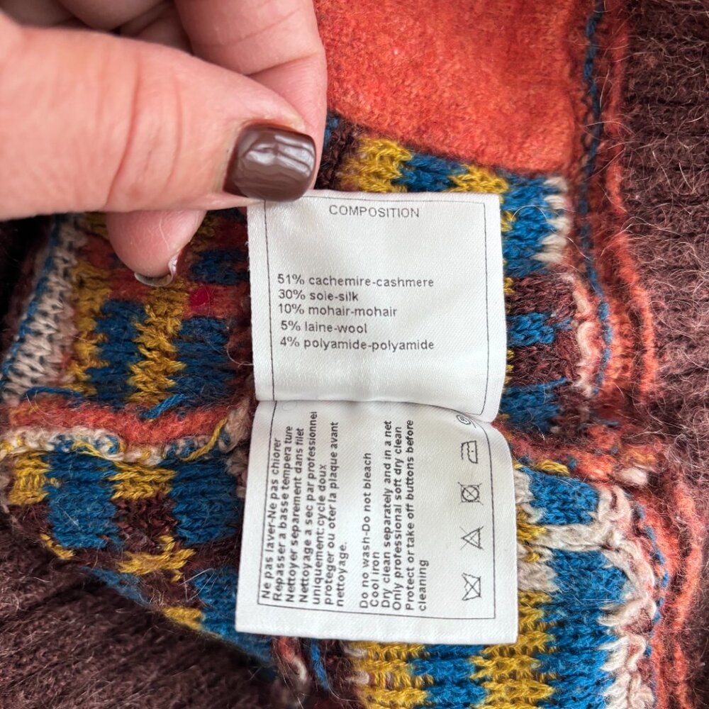 CHANEL Brown Multi Check Cashmere Blend Cardigan - Picture 9 of 9